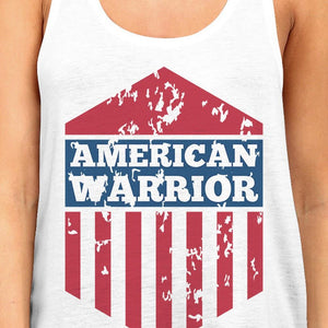 American Warrior Womens White Crewneck Graphic Tanks Gift For Her
