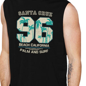 Graphic Tank Tops - Santa Cruz Beach California Mens Black Muscle Top