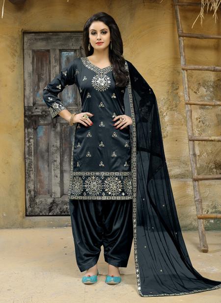 Grey Tapeta Silk Party Wear Embroidery Work Salwar Suit