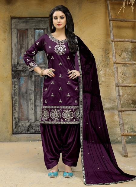 Magenta Tapeta Silk Party Wear Embroidery Work Salwar Suit